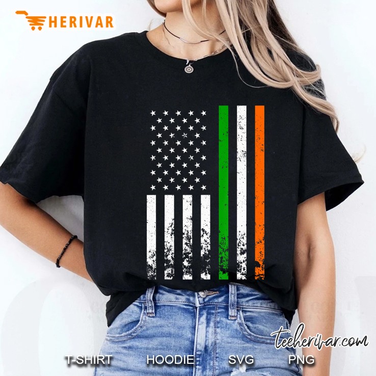 Irish Flag In American Flag Ladies Tee