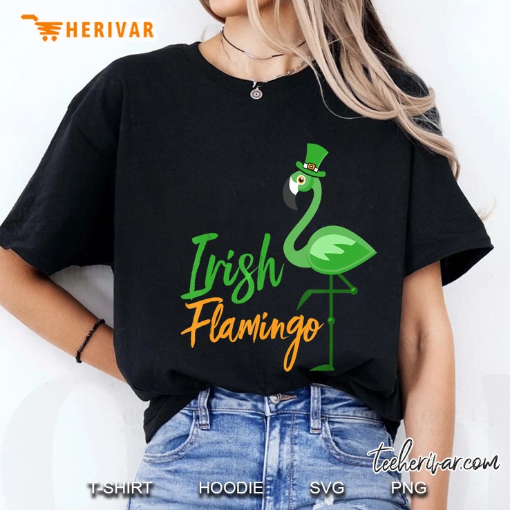 Irish Flamingo St Patrick Day Flamingo Version Ladies Tee