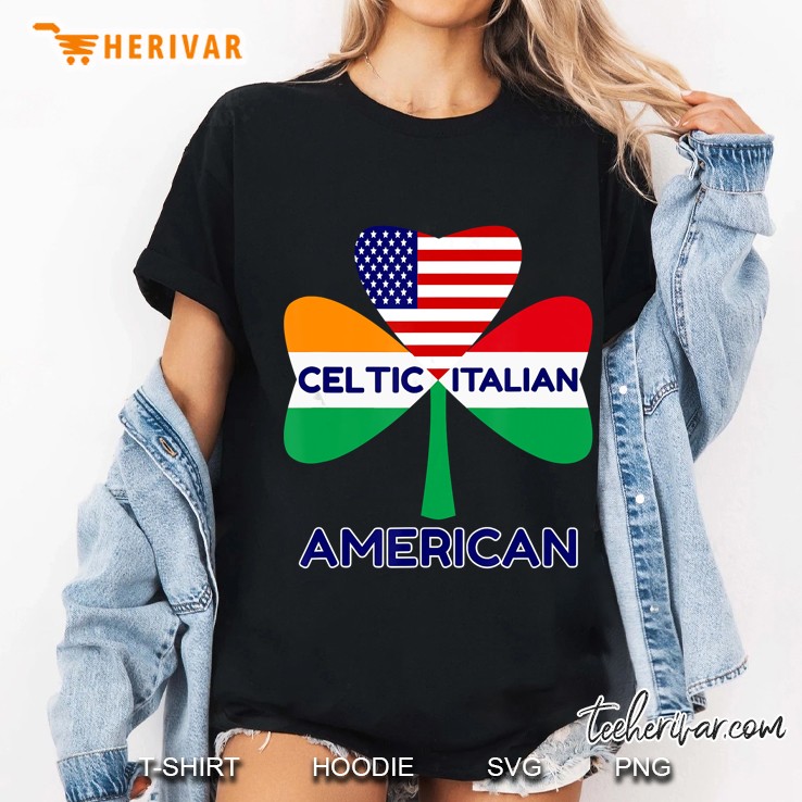 Celtic Italian American Irish Italian American Flag Shamrock Version Ladies Tee