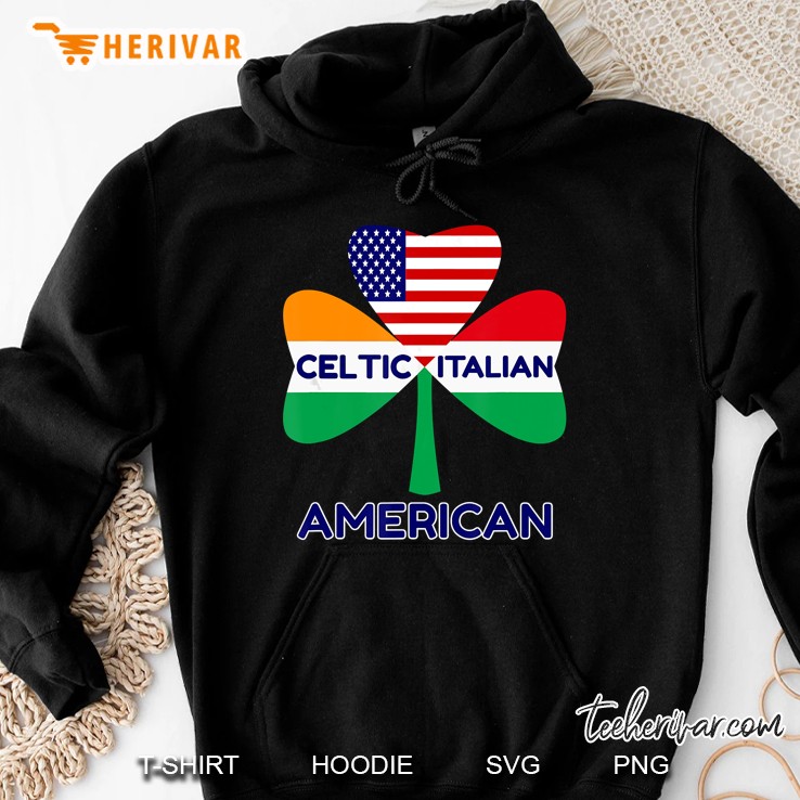 Celtic Italian American Irish Italian American Flag Shamrock Version Hoodie