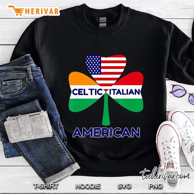 Celtic Italian American Irish Italian American Flag Shamrock Version Sweatshirt