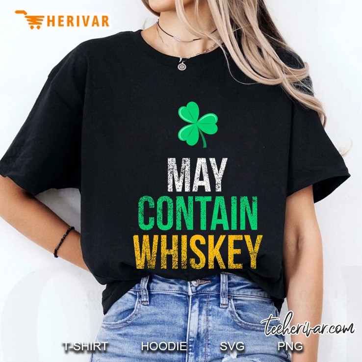 May Contain Whiskey Shamrock Version Ladies Tee