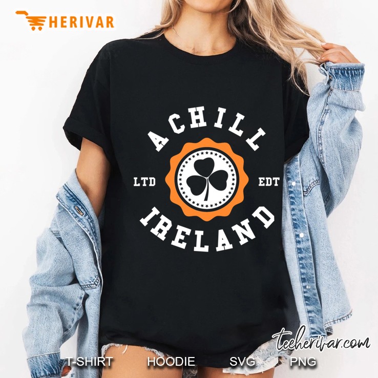 Achill Island Ireland Shamrock Irish Badge Ladies Tee