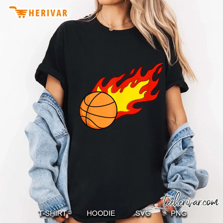 Flaming Basketball Fireball Ladies Tee