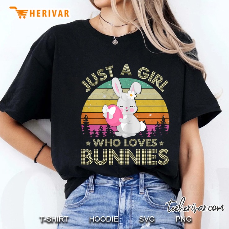 Just A Girl Who Loves Bunnies Cute Bunny Vintage Version Ladies Tee