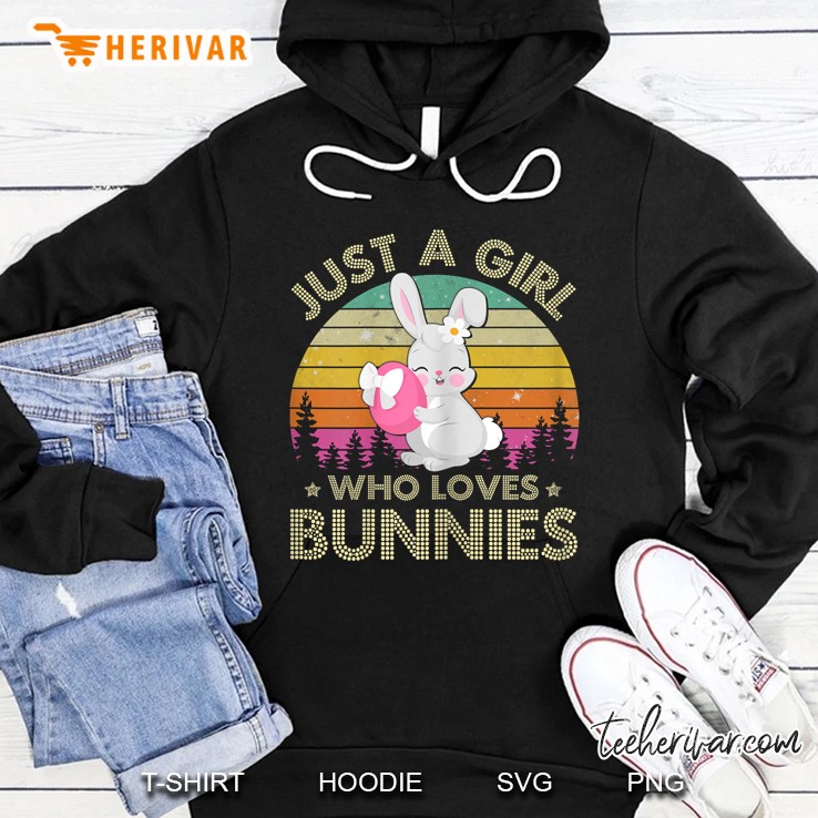 Just A Girl Who Loves Bunnies Cute Bunny Vintage Version Hoodie