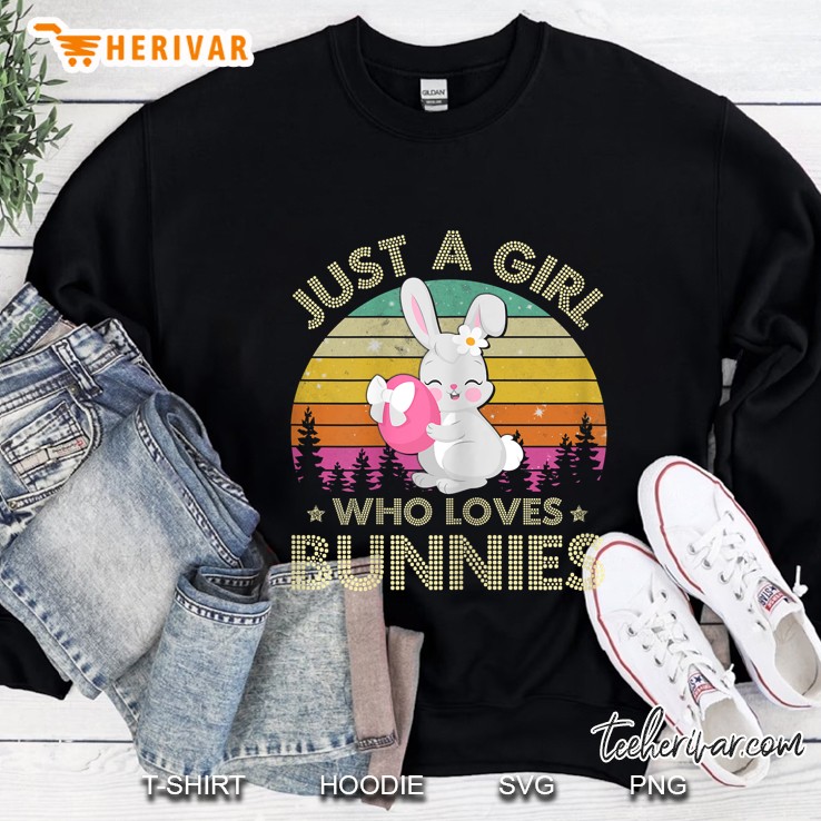 Just A Girl Who Loves Bunnies Cute Bunny Vintage Version Sweatshirt