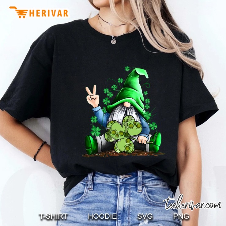 Leprechaun Gnome With Skull Shamrock Ladies Tee