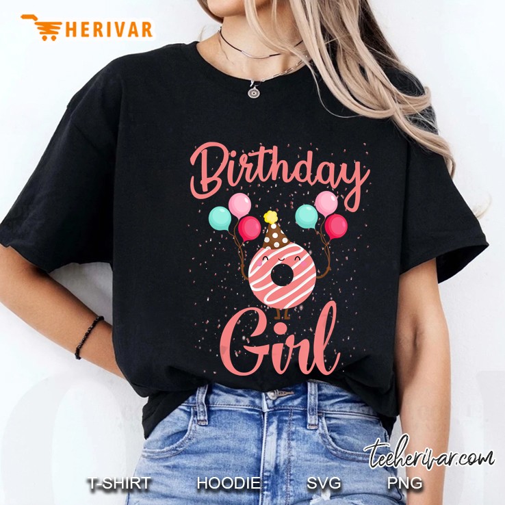 Birthday Girl Donut Balloons Ladies Tee