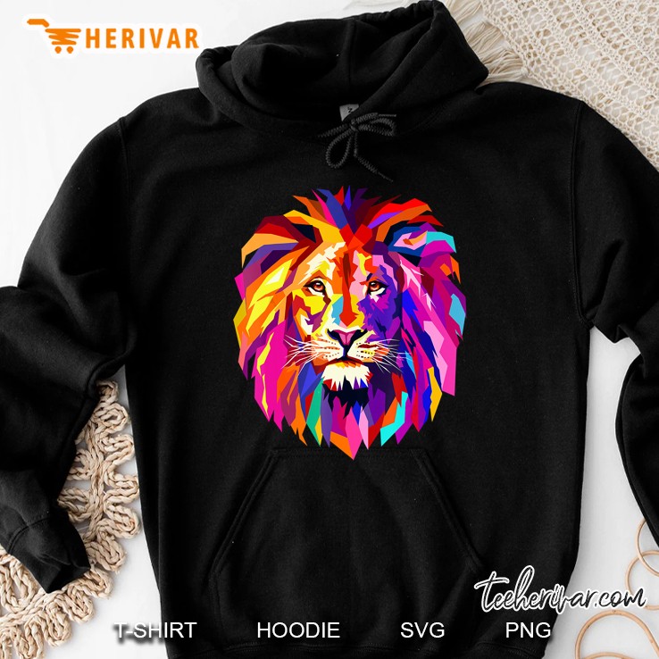 Cool Lion Head Bright Colorful Hoodie