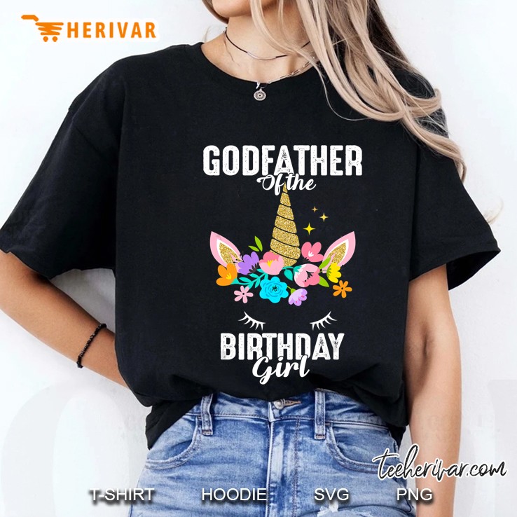 Godfather Of The Birthday Girl Unicorn Floral Version Ladies Tee