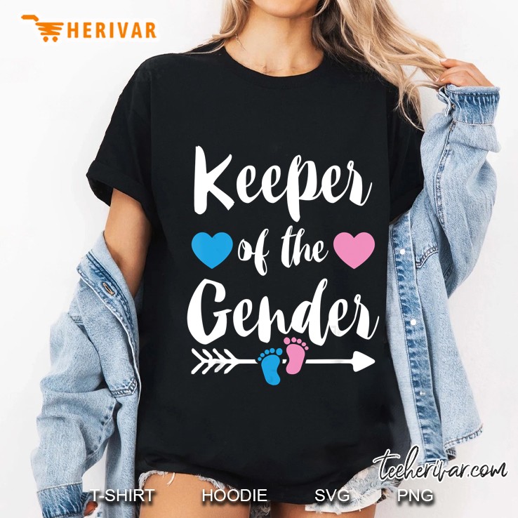 Keeper Of The Gender Girl Or Boy Blue Pink Gender Reveal Ladies Tee