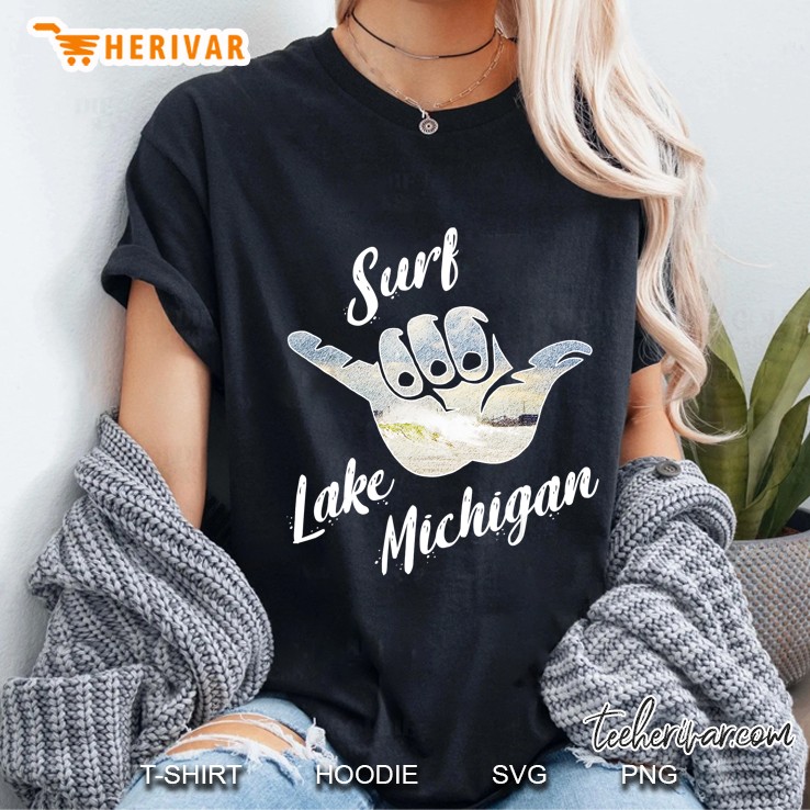 Surf Lake Michigan Surfing Ladies Tee