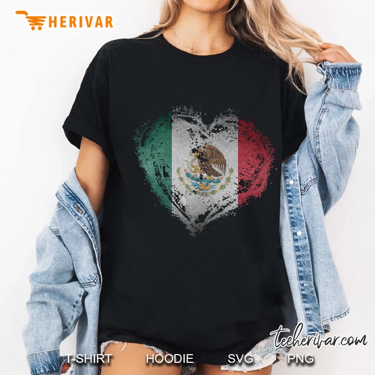 Vintage Mexico Heart Shape Mexican Flag Ladies Tee