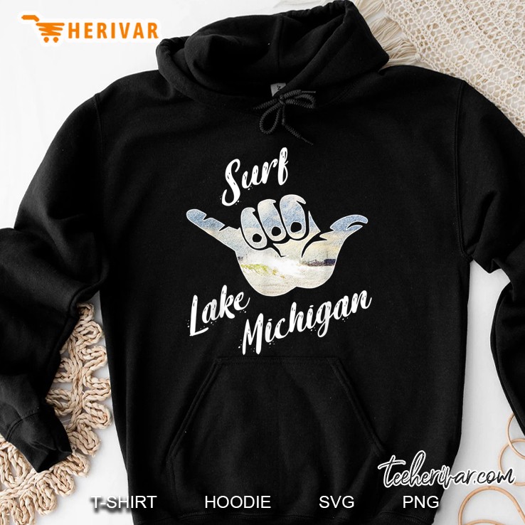 Surf Lake Michigan Shaka Sign Version Hoodie