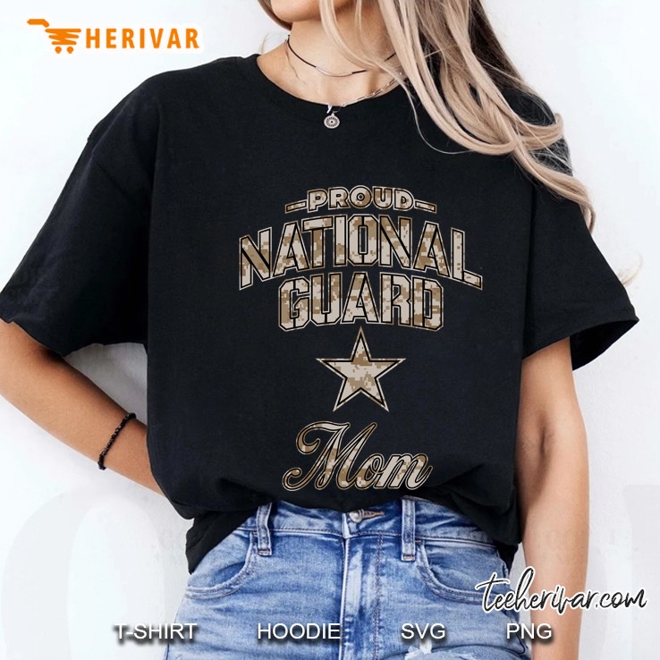 Proud National Guard Mom Camo Version Ladies Tee