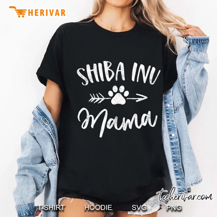 Shiba Inu Mama Dog Paws Print And Arrow Version Ladies Tee