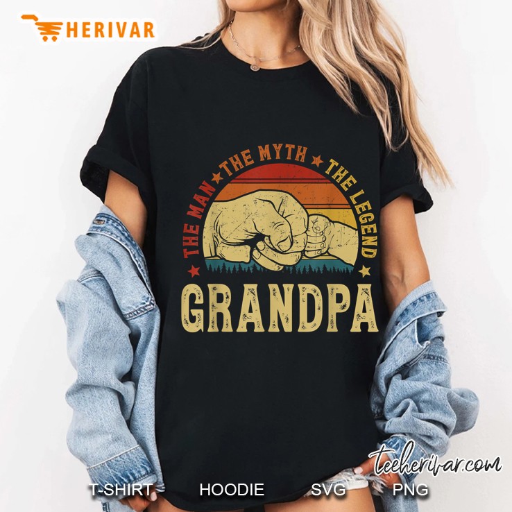 Grandpa The Man The Myth The Legend Fist Bump Vintage Ladies Tee