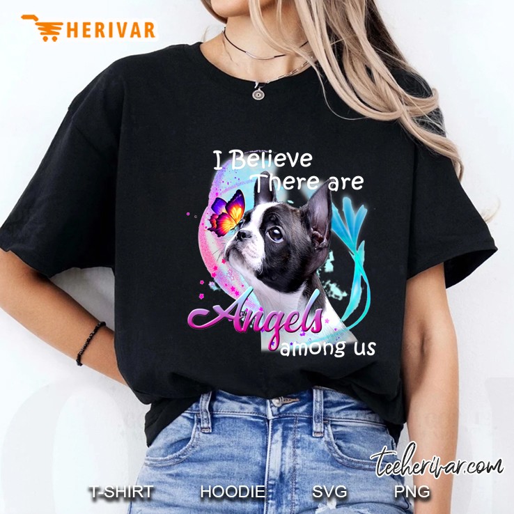 I Believe There Are Angels Among Us French Bulldog And Butterfly Version Ladies Tee