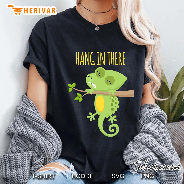 Hang In There Cute Lizard Motivational Message Ladies Tee