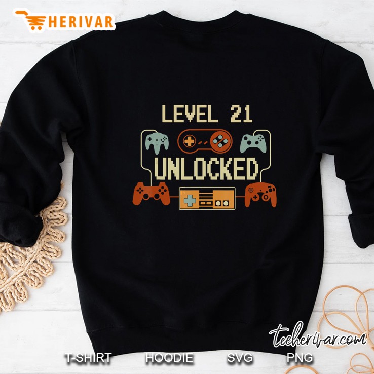 Level 21 Unlocked 21 Years Old 21Th Birthday Game Controller Vintage Version Sweatshirt
