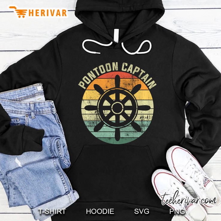 Pontoon Captain Steering Wheel Vintage Version Hoodie