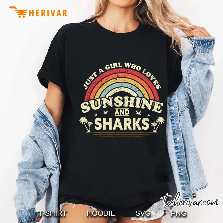 Just A Girl Who Loves Sunshine And Sharks Vintage Version Ladies Tee