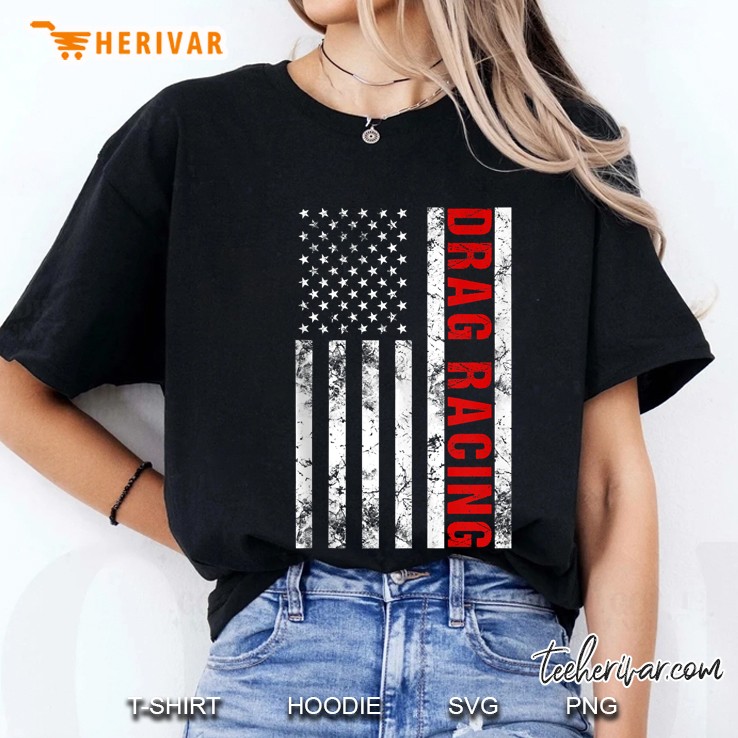 Drag Racing American Flag Ladies Tee
