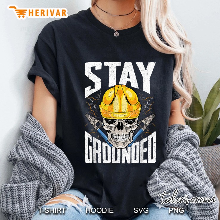 Stay Grounded Electrician Skull Version Ladies Tee