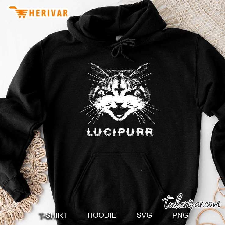 Lucipurr Satanic Cat With Inverted Upside Down Cross Hoodie