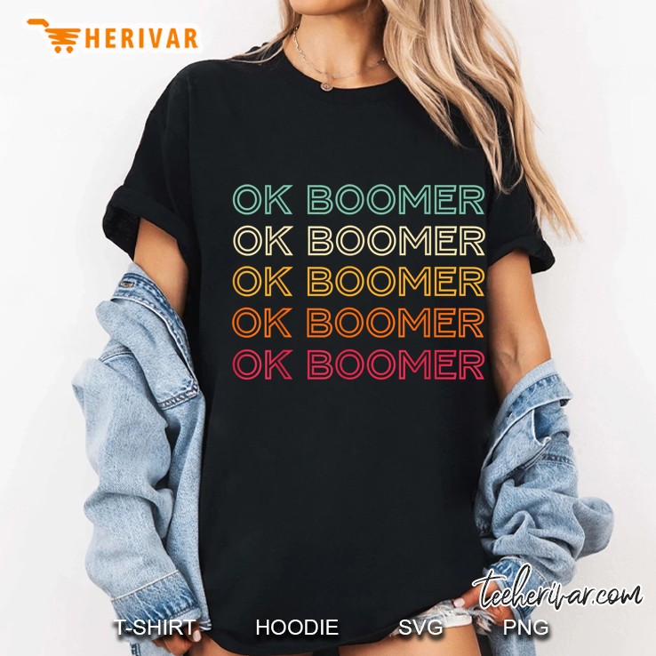 Ok Boomer Vintage Wordmark Pattern Version Ladies Tee