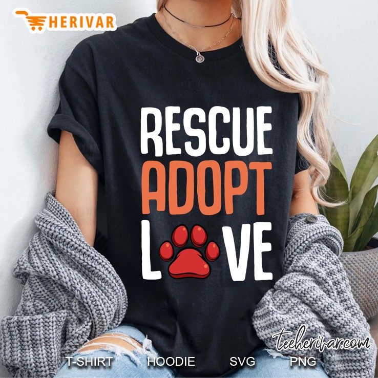 Rescue Adopt Love Paw Print Version Ladies Tee