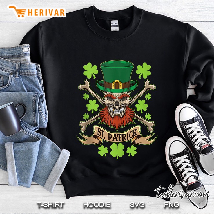 St Patrick Skull Leprechaun Pirate Shamrock Version Sweatshirt