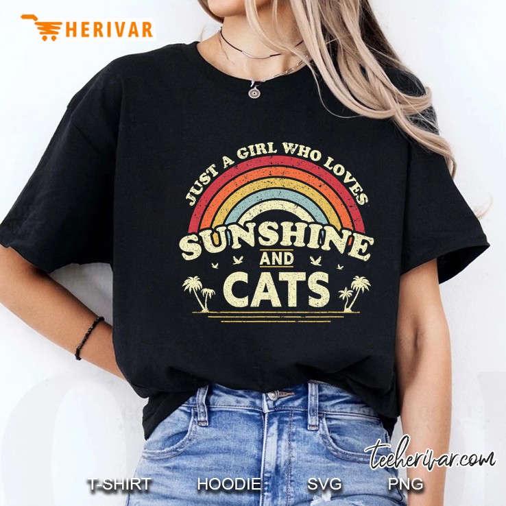 Just A Girl Who Loves Sunshine And Cats Vintage Version Ladies Tee