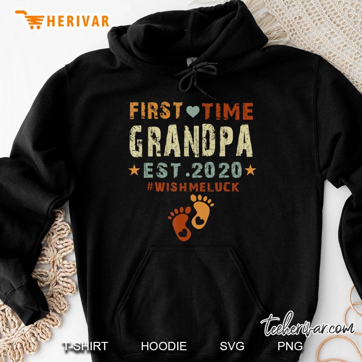 First Time Grandpa Est 2020 #Wishmeluck Hoodie