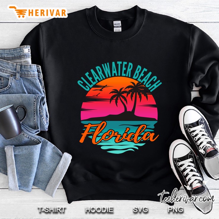 Clearwater Beach Florida Palm Tree Sunset Version Sweatshirt