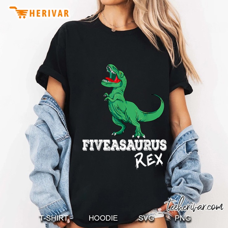 Fiveasaurus Rex Green Dinosaur Version Ladies Tee