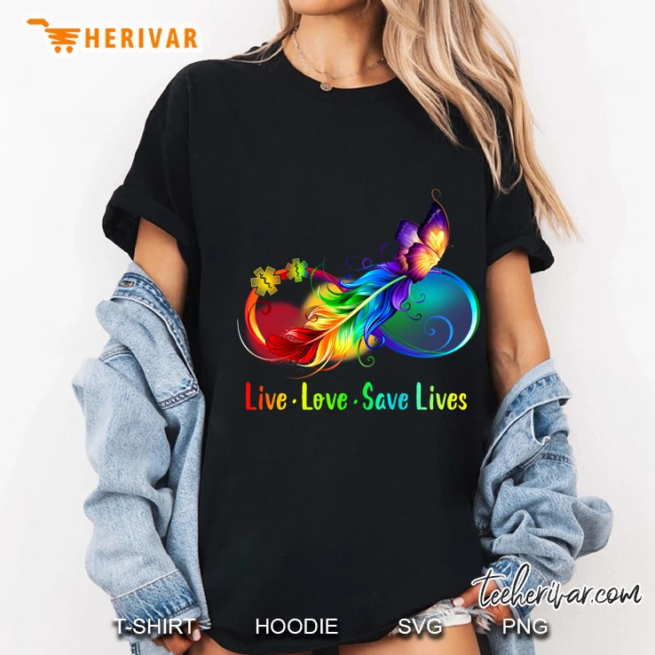 Live Love Save Live Infinity Feather And Butterfly Version Ladies Tee