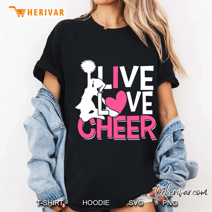 Live Love Cheer Cheerleader Heart Cheerleading Ladies Tee