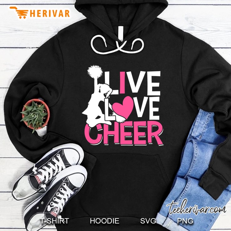 Live Love Cheer Cheerleader Heart Cheerleading Hoodie