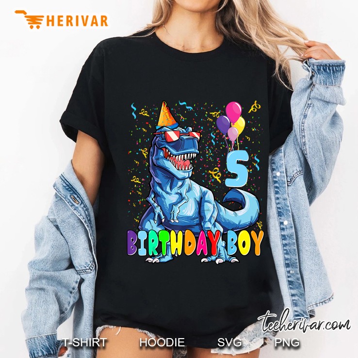 5th Birthday Boy T-Rex Dinosaur Ladies Tee