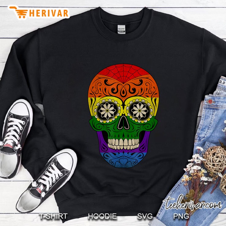 LGBT Pride Rainbow Sugar Skull Day Of The Dead Sweatshirt