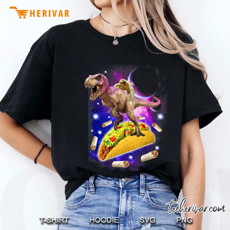 Sloth Riding T-Rex Dinosaur And Taco Burrito Food Sloth Ladies Tee