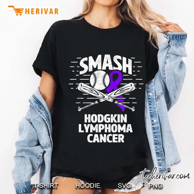 Smash Hodgkins Lymphoma Cancer Baseball Violet Ribbon Ladies Tee