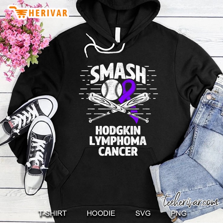 Smash Hodgkins Lymphoma Cancer Baseball Violet Ribbon Hoodie