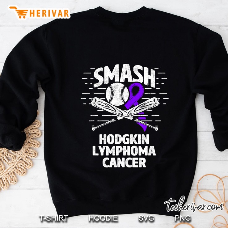 Smash Hodgkins Lymphoma Cancer Baseball Violet Ribbon Sweatshirt