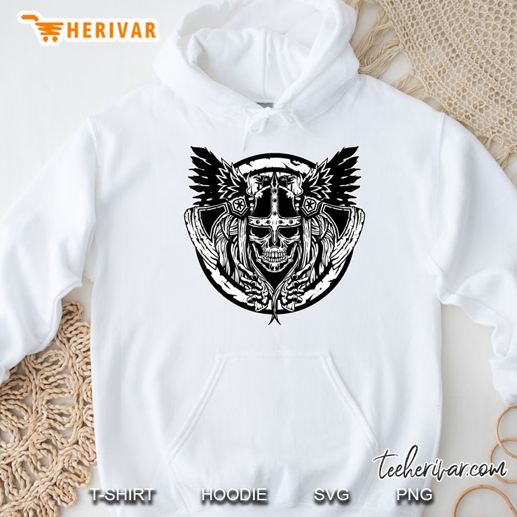 Skull Raven Nordic Axt Odin Thor Viking Norse Mythology Hoodie
