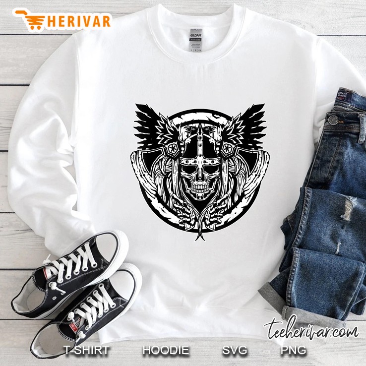 Skull Raven Nordic Axt Odin Thor Viking Norse Mythology Sweatshirt