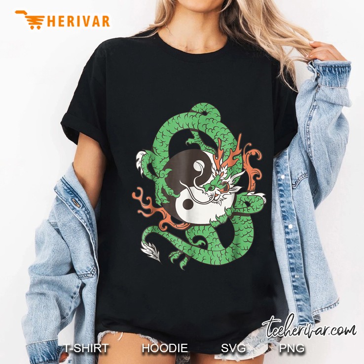 Yin Yang Green Asian Dragon Version Ladies Tee