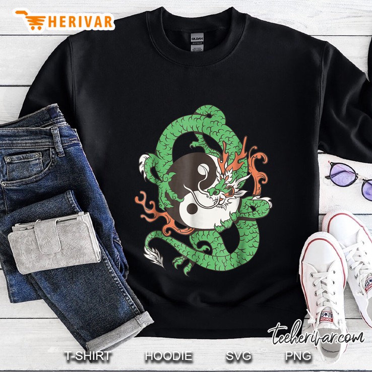 Yin Yang Green Asian Dragon Version Sweatshirt